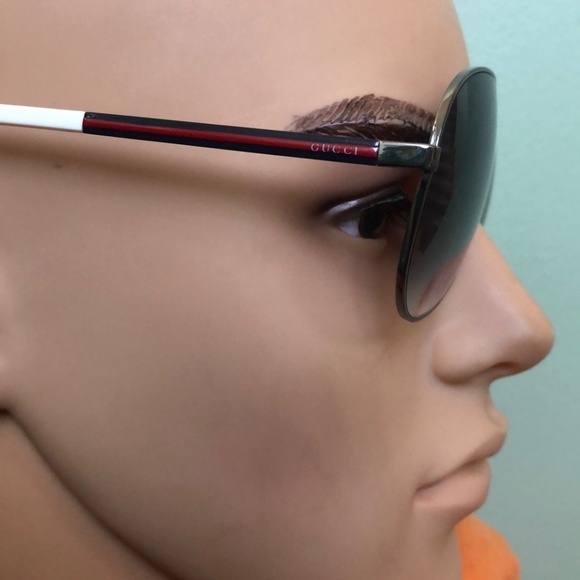 Gucci White Frame Gradient Lens Aviator Mens Sunglasses The price is - Picture 4 of 8